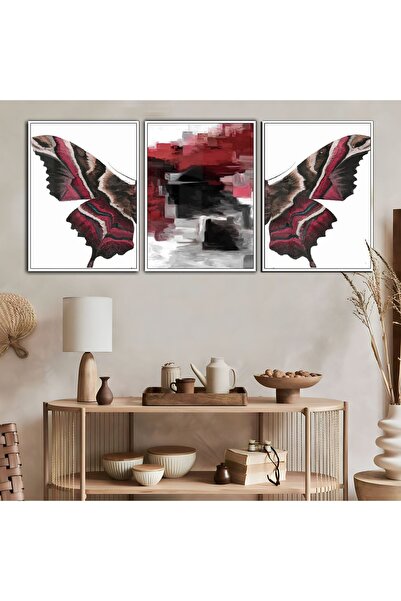 Harika bir ev Hari̇kabi̇rev | Red-White Combined Butterfly Wings-Abstract | F...