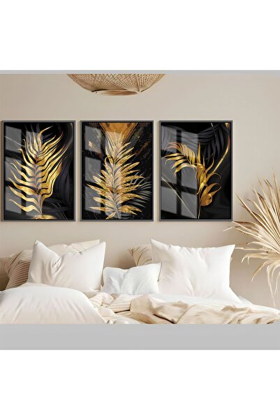 Harika bir ev Hari̇kabi̇rev | Black-Gold Gold-Leaf Combination | Framed Tempe...