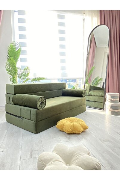 Minnes Minnes Full Sünger Katlanır Yatak - Koltuk-yeşil (İTHAL YÖNSÜZ KADİFE)...