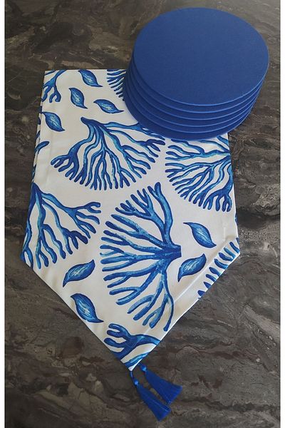 biXwood Parlement Coral Pattern Runner και Σετ φορτιστή 6 τεμαχίων