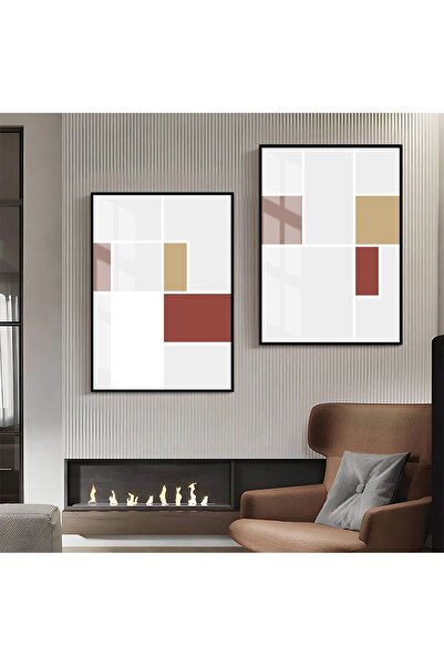 Harikabirev HARİKABİREV | COMBINAT DE ABSTRACTE CU MODELE GRĂU-ROSU 01 | TABL...