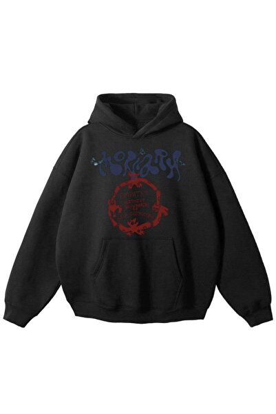 MAYDAY CULTURE Hanorac unisex negru din trei fire - Model largi