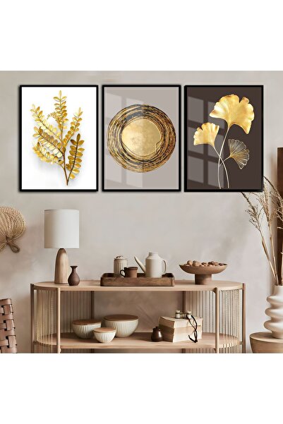 Harika bir ev Hari̇kabi̇rev | Gold-Brown Flower Abstract Leaf Combination | F...