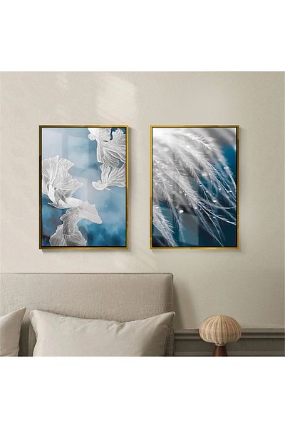 Harikabirev | navy blue Ασημί Συνδυασμός Navy Blue Soft Feathers | γυαλί Τραπέζι 2 Κάθετο