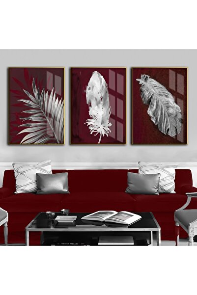 Harikabirev HARİKABİREV | BORDO - COMBINAT DE FRUNZE DE FLORI GRI 2 | TABLO D...