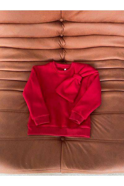 TarzTekstil Bow Detailed Three Thread Children's Sweatshirt