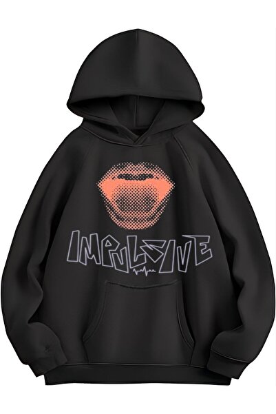 MAYDAY CULTURE Hanorac unisex negru din trei fire - Model largi