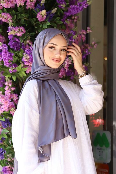 MİS İPEK Anthracite Waterway Patterned Silky Jacquard Shawl