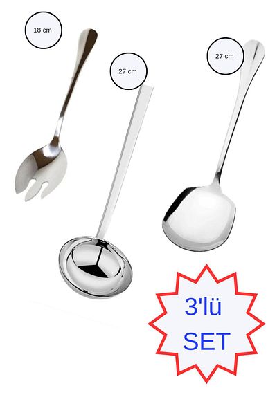 BRE HOME Set of 3 Serving Spoon/Fork/Spoke, Stainless Steel