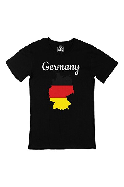 Cix تي شيرت أسود عليه خريطة ألمانيا وعلمها