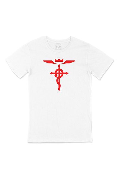 Cix Tricou alb Full Metal Alchemist cu logo-ul de buzunar