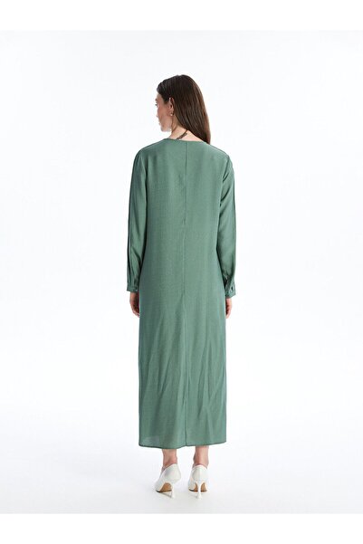 LC Waikiki Dámské šaty s vyšívaným límcem s dlouhým rukávem