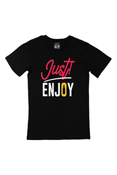 Cix Black T-Shirt with Just Enjoy Pocket Logo Design