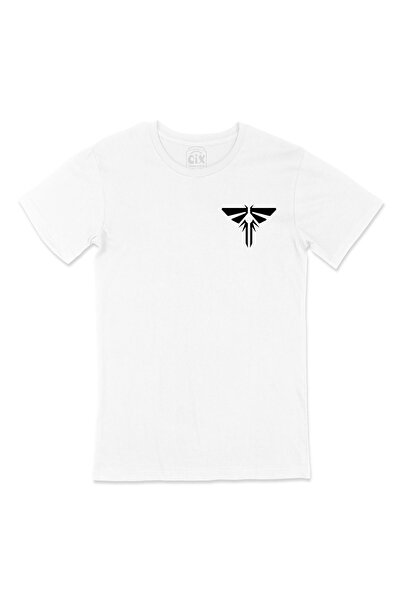 Cix تي شيرت أبيض بتصميم شعار الجيب بشعار The Last Of Us