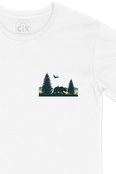 Cix Λευκό μπλουζάκι Walking Wild Bear με σχέδιο λογότυπου τσέπης
