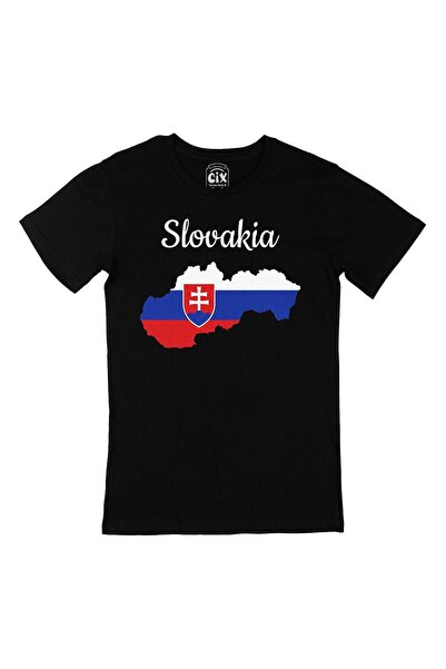 Cix Slovačka crna majica sa mapom i zastavom
