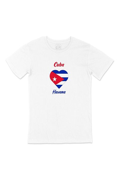 Cix Tricou cu inimă cu steagul cubanez Havana