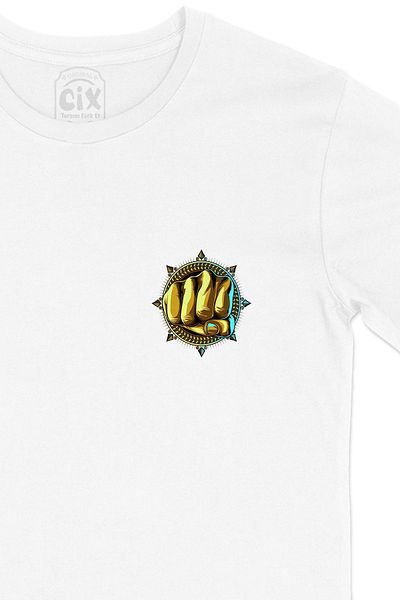 Cix Tricou alb cu logo-ul Golden Fist Pocket