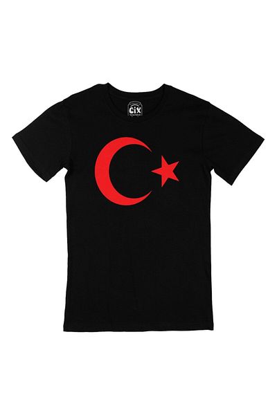 Cix Μαύρο T-Shirt με σχέδιο λογότυπου τσέπης με τουρκική σημαία