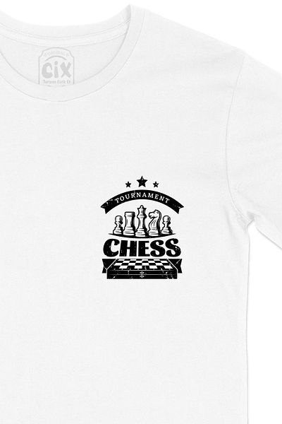 Cix Tricou alb cu design de logo pentru turneu de șah