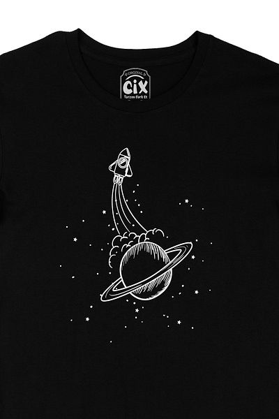 Cix Μαύρο T-Shirt με Space Rocket