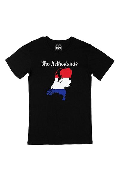 Cix Black T-Shirt with Netherlands Map and Flag