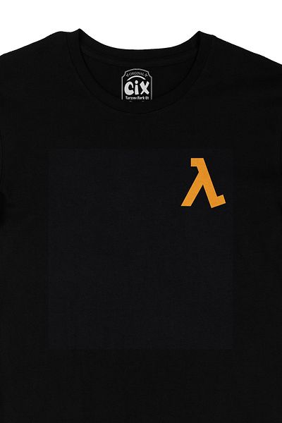 Cix Μαύρο T-shirt με λογότυπο Half Life Pocket και σχέδιο λογότυπου τσέπης