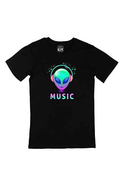 Cix Muzička majica sa uzorkom vanzemaljaca u crnoj boji