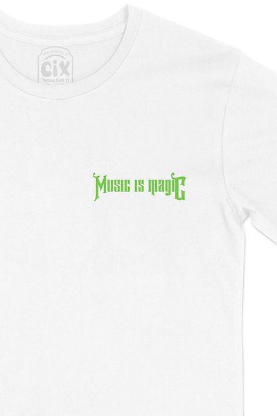Cix Tricou alb cu design de logo Music Is Magic Pocket