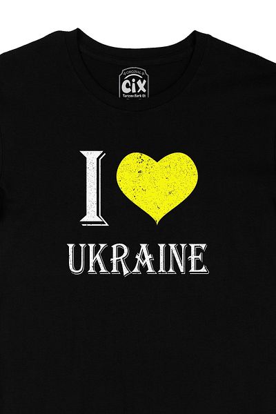 Cix I Love Ukraine Μαύρο T-Shirt με σχέδιο λογότυπου τσέπης