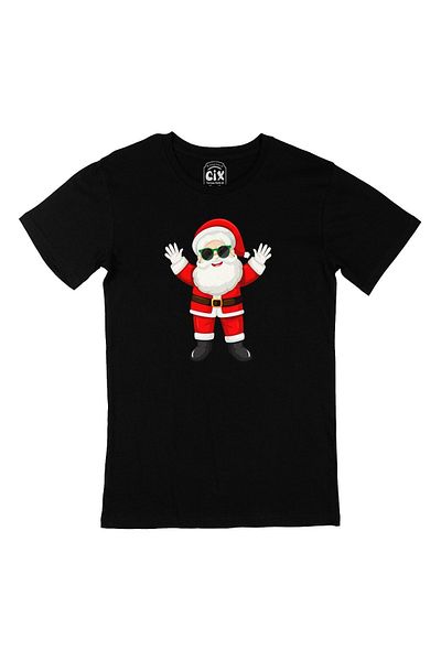 Cix Tricou negru de Anul Nou Moș Crăciun fericit