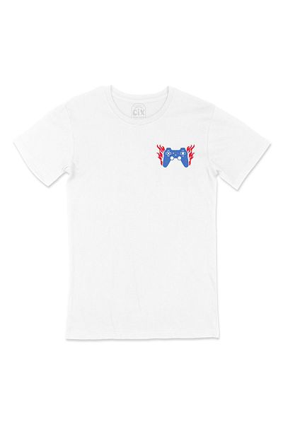 Cix Λευκό T-shirt με μπλε σχέδιο λογότυπου Joystick Pocket