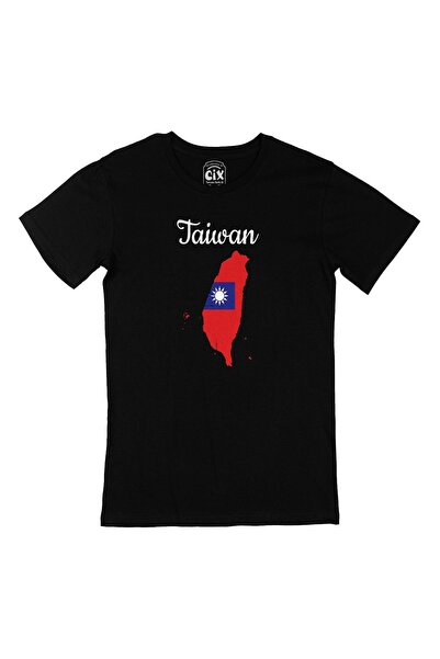 Cix تي شيرت أسود مع خريطة وأعلام تايوان