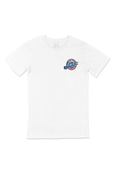 Cix Utah Jazz Stari Logo Džepni Logo Dizajn Bela Majica