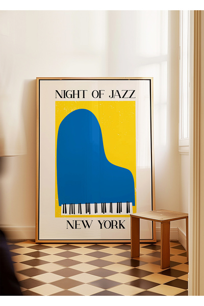ARTHOUSECOLLECTIVE Piyano Poster - Night Of Jazz - Tablo Ölçülerinde Çerçeves...