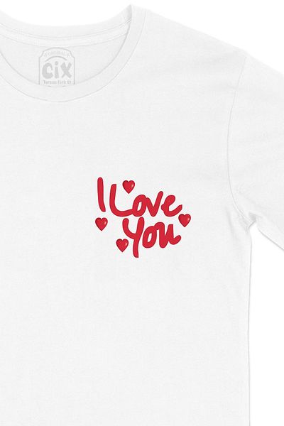 Cix Te iubesc tricou alb cu logo-ul de buzunar