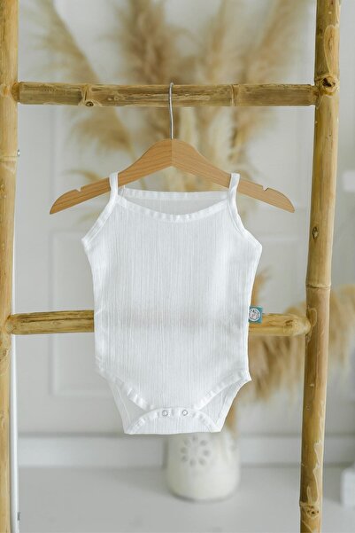 BeyzBaby Şile Cloth Baby White Strapped Muslin Body