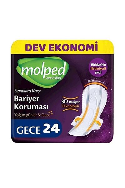 Molped Supernıght Night Sanitary Pad 24 Pcs