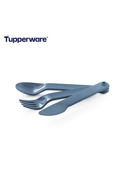 Tupperware Blue Serving Set - Spoon, Knife and Fork