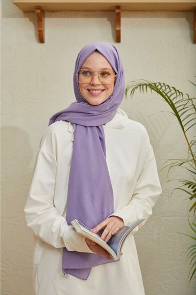 Mides scarf Hijab Cotton Crash Jazz Shawl Μοντέλο-λιλά
