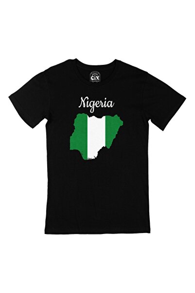 Cix Nigerijska crna majica sa mapom i zastavom