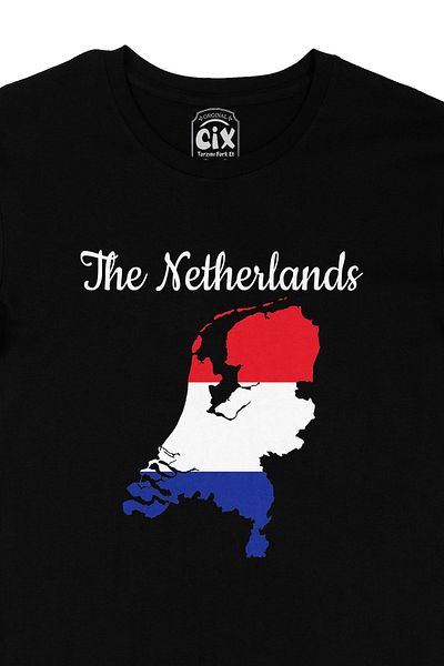 Cix Black T-Shirt with Netherlands Map and Flag