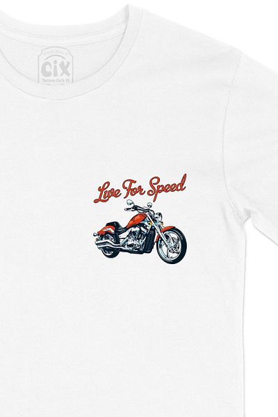 Cix Tricou alb cu logo-ul Live For Speed ​​Motor Pocket