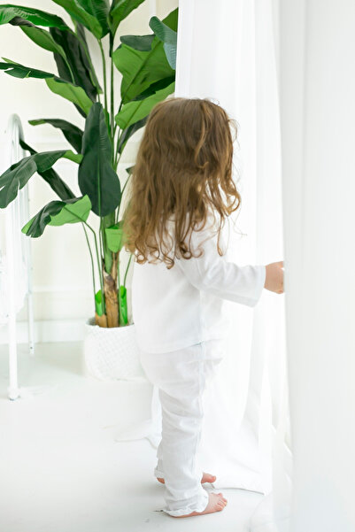 BeyzBaby Şile Cloth Girl's White Ruffled Muslin Pajama Set