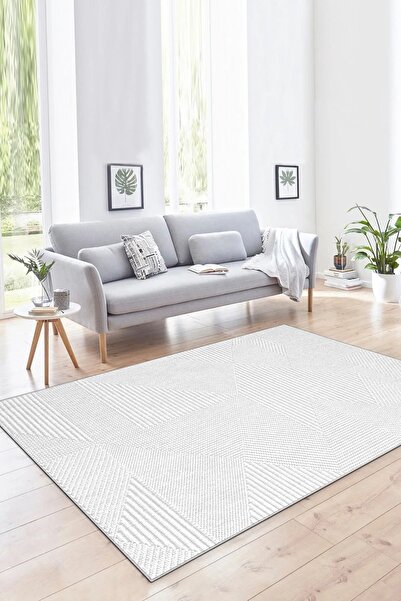 MNC Salon Halısı Geometrik İskandinav Eskitmeli Dijital Baskı Yıkanabilir Kay...