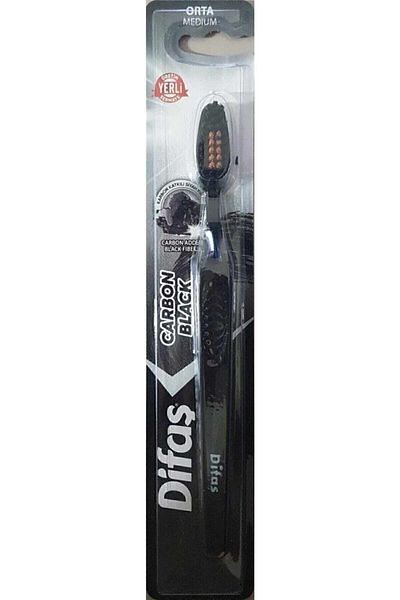Difaş Blackt Toothbrush (Carbon Effect Special Black Bristles / Medium Hard) 10 Pieces