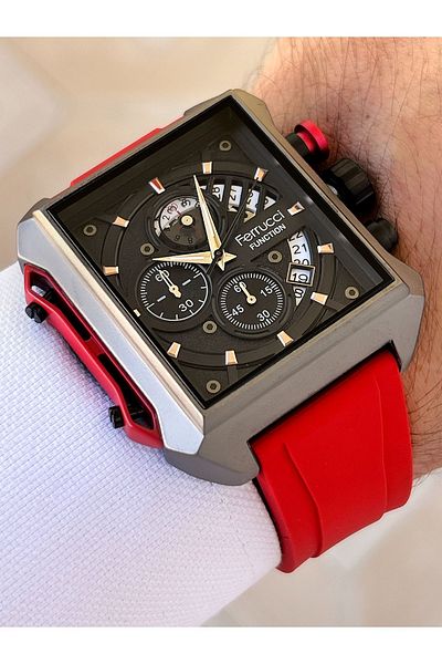 Ferrucci Function Function 3 Atm Waterproof Red Color Silicone Cord Men's Wristwatch