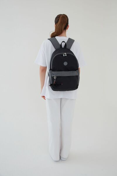 Rosso Collina Unisex Siyah Su Geçirmez Krinkıl Kumaş Günlük Sırt Çantası Seyahat ve Okul Çantası BERGAMO