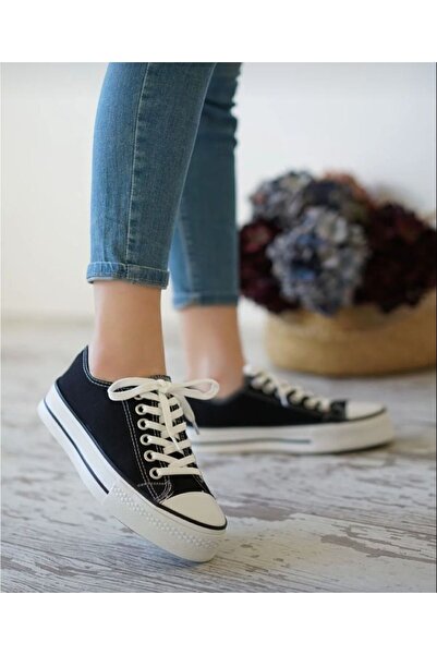 MİSSWEMODASHOES Cnv Yüksek Taban Siyah Spor Ayakkabı
