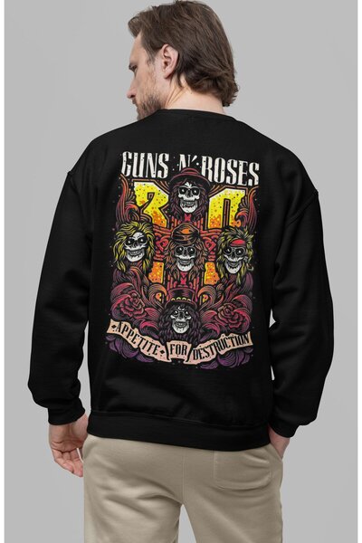 Fuddy Moda Унисекс суитшърт Guns N' Roses - без качулка, с щампа на гърба